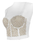 Elegant Backless Rhinestone Crop Top