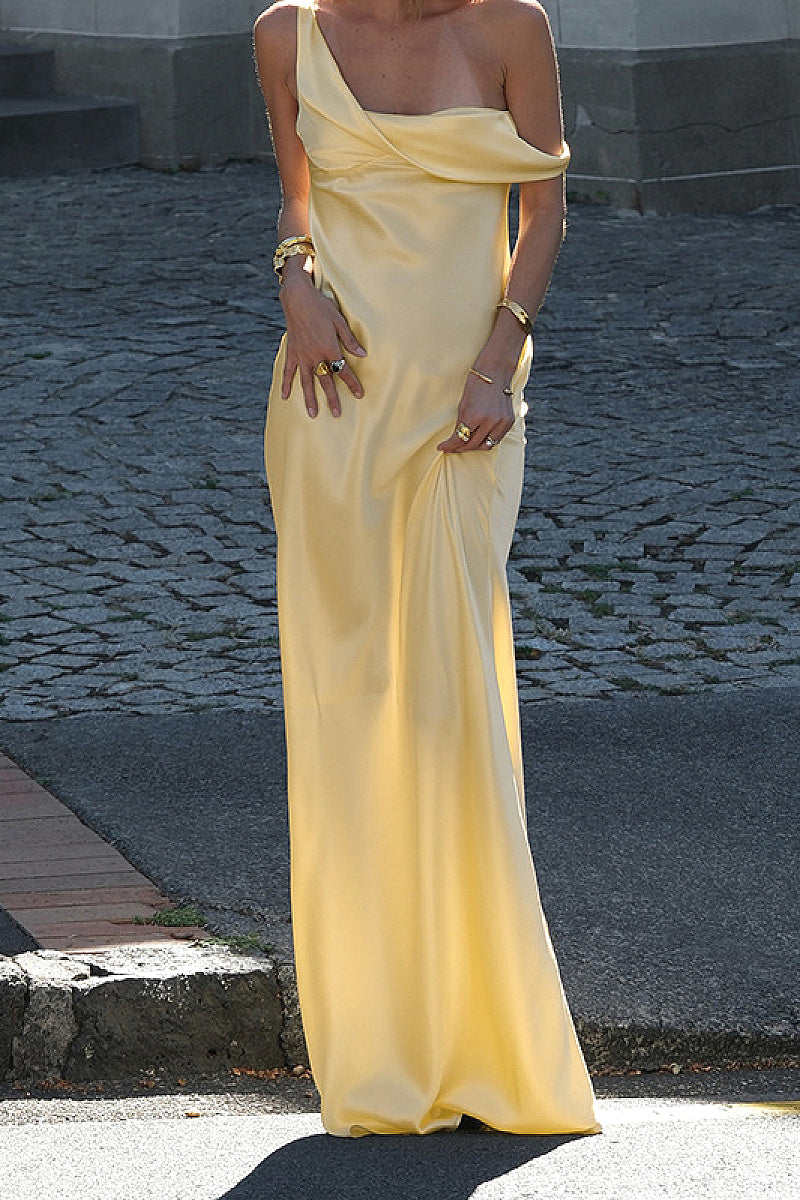 Elegant Solid Color Sleeveless Long Dress
