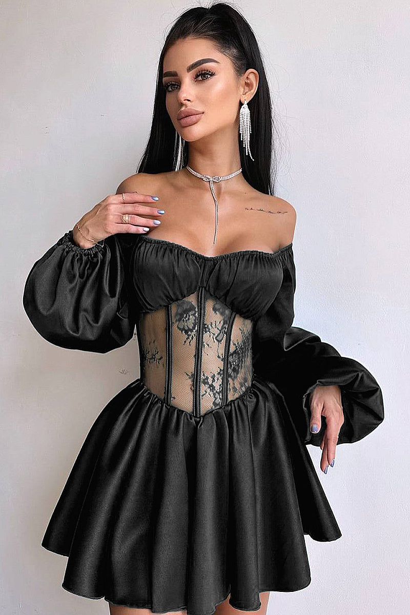 Elegant Satin One-Shoulder Mini Dress