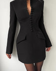 Elegant Slim Fit Long Sleeve Suit Dress
