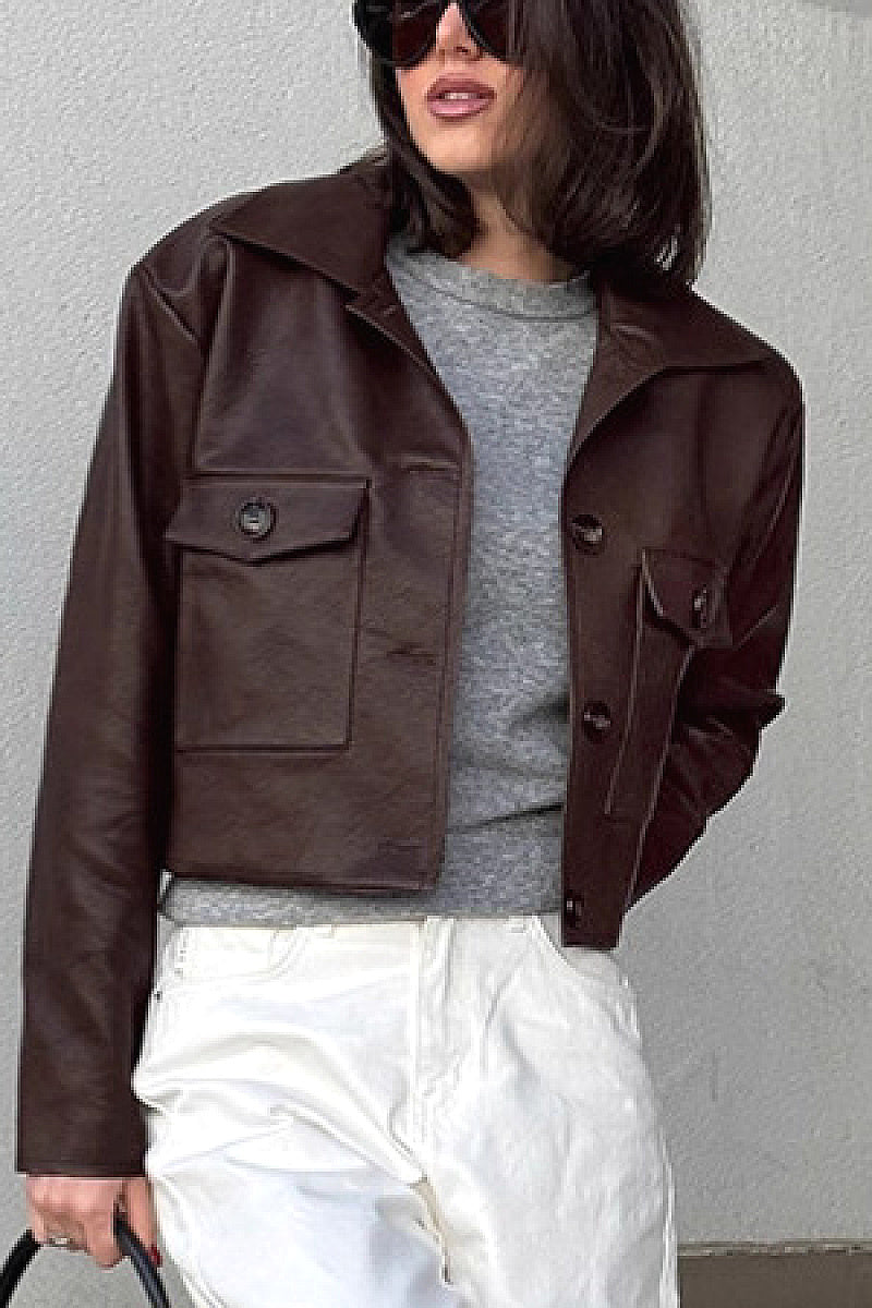 Vintage Short Leather Jacket for Women