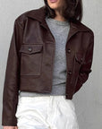 Vintage Short Leather Jacket for Women