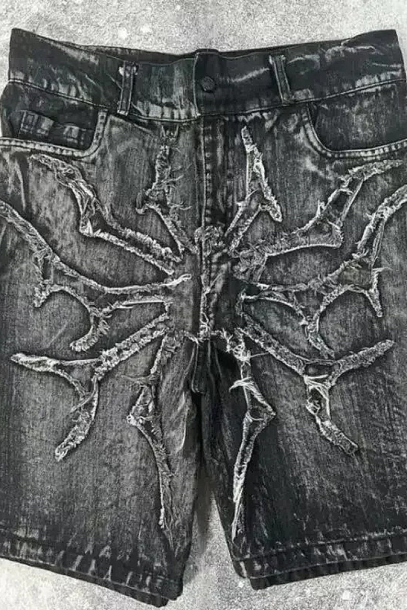 Millennial Ghost Denim Pants with Embroidery