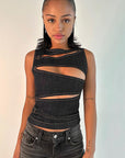 Summer Women's Sexy Hollow Denim Vest Top