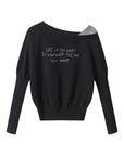 HeyHenry Stylish Asymmetric Neck Long Sleeve Top