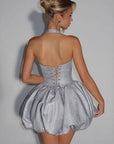 Elegant Halter Neck Bow Tie Mini Dress