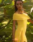 Off Shoulder Bodycon Dress with Ribbons