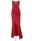 Elegant V-Neck A-Line Dress with Rhinestones
