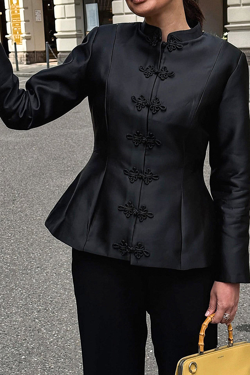 New Style Black Half High Neck Jacket