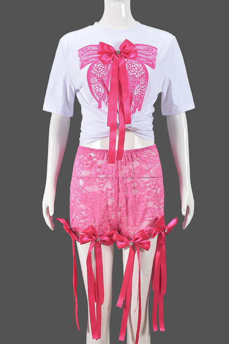 3D Butterfly Print Loose Top and Shorts Set