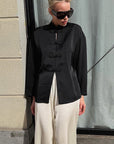 Elegant Chinese Style Stand Collar Long Sleeve Top