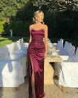 Fashionable Sexy Low-Cut Asymmetrical Satin Dress