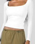 Women's Slim Fit Long Sleeve U-Neck Top