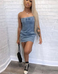 Sexy Backless Denim Dress for Spring Summer