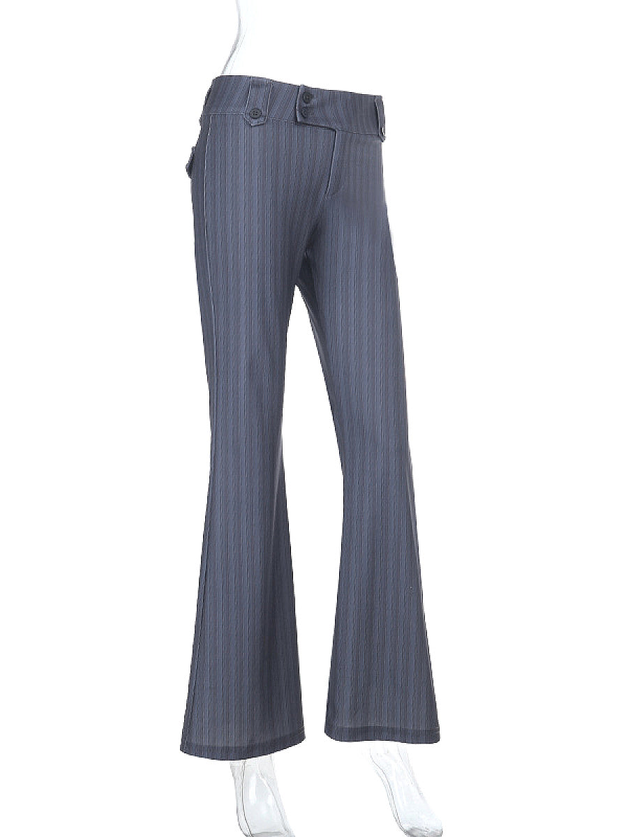 Vintage Striped Flared Pants for Casual Wear