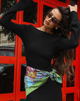 Elegant French Knit Backless Dress with Bell Sleeves