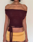 Chic Burgundy Tie-Front Crop Top