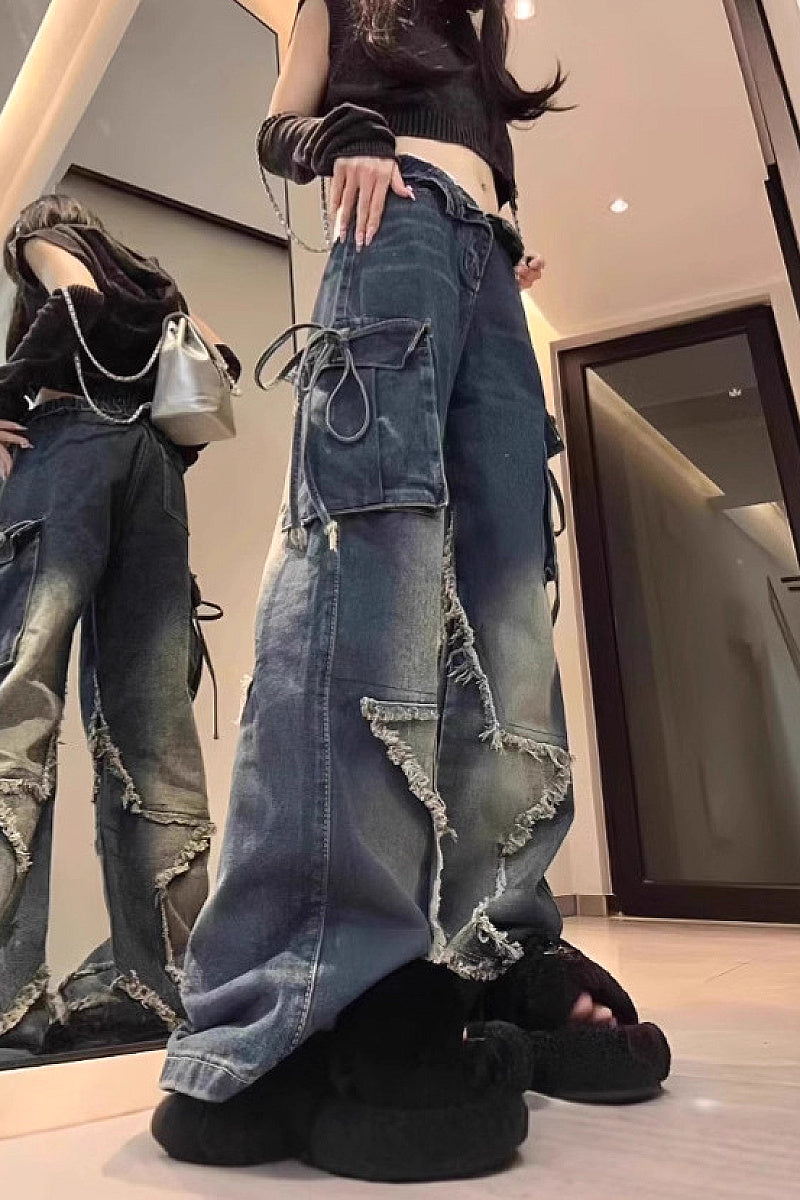 Y2K Vintage American Dark Denim Straight Leg Pants