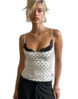 Summer Lace Splicing Polka Dot Tank Top