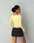 Ruffled Long Sleeve Waist Tie Top