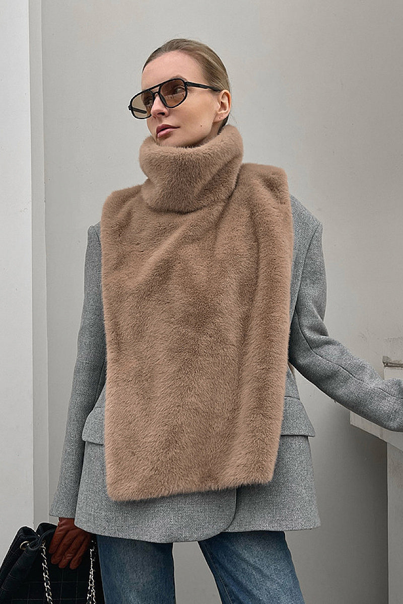 Trendy Sleeveless High Neck Faux Fur Vest