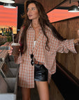 Loose Vintage Plaid Long Sleeve Shirt for Women