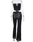 Chic Velvet Strapless Top and Long Pants Set
