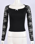 Trendy Lace Long Sleeve Crop Top for Women