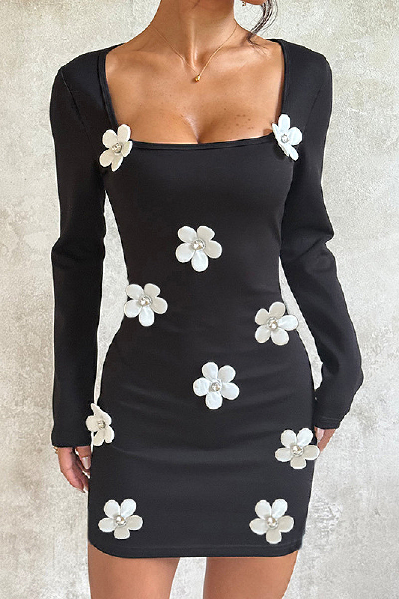 Sexy Floral Long Sleeve Dress for Women