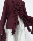 Chic Ruffle Long Sleeve Shirt for Women