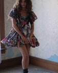 New Sexy Floral Ruffle U-Neck Mini Dress