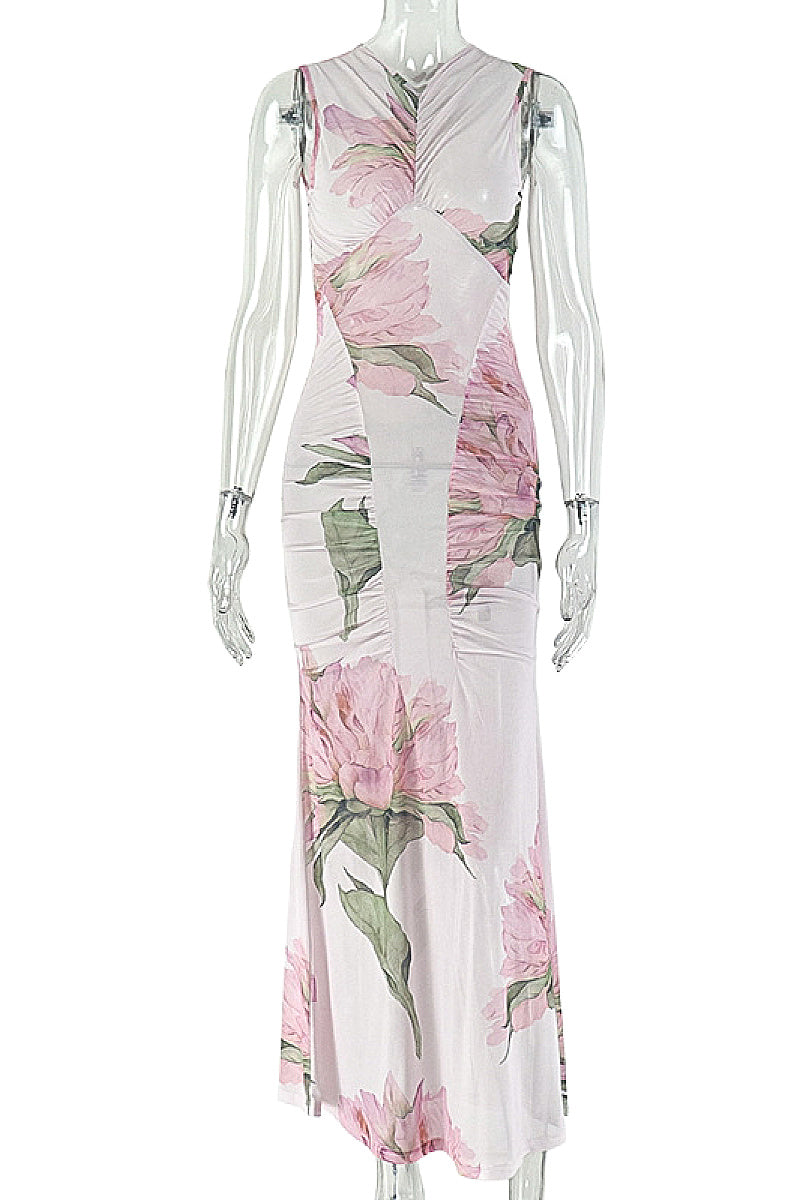 Elegant Floral Print Bodycon Dress for Women