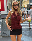Summer Satin Cami Top with Shoulder Cutouts