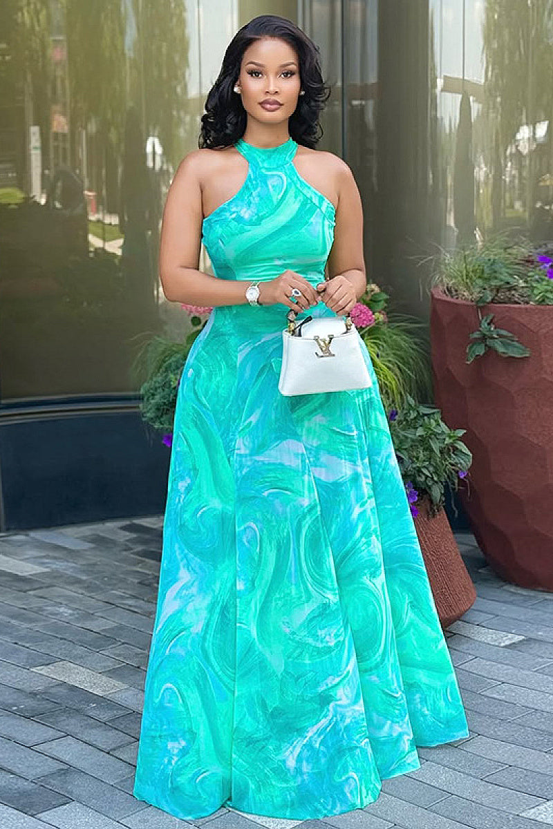 Elegant A-Line Dress with Abstract Print