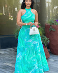 Elegant A-Line Dress with Abstract Print