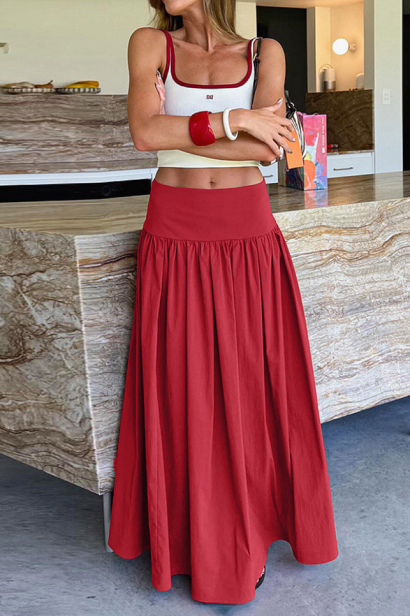 Elegant Pleated A-Line Skirt for Women