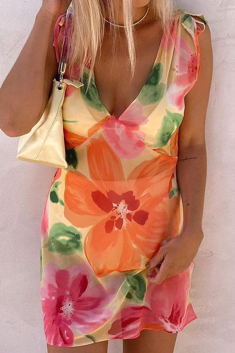 Summer Women's Chiffon V-Neck Floral Dress