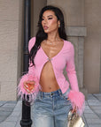 Sexy Deep V-Neck Long Sleeve Cardigan