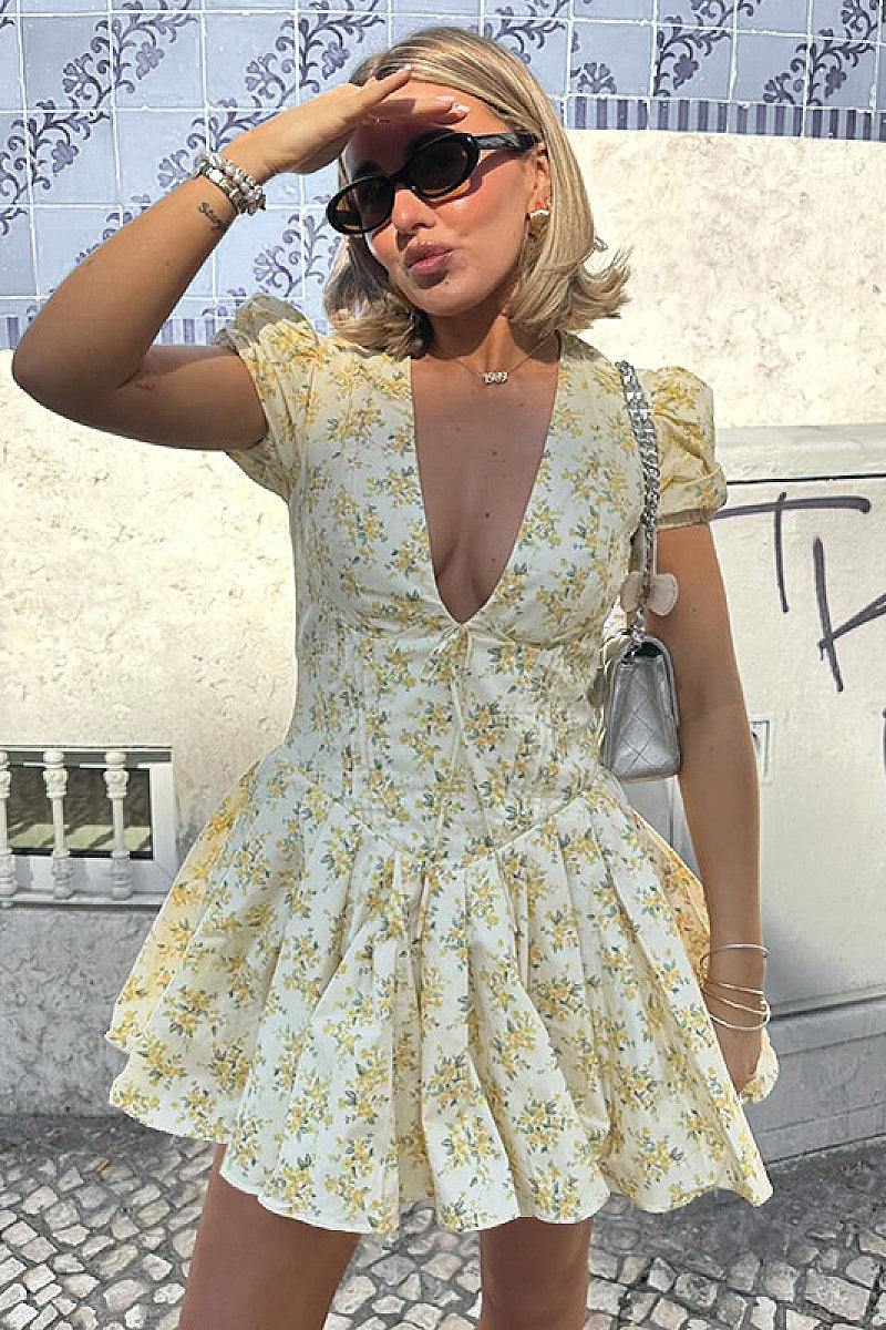 Fashion Floral V-Neck Dress for Summer