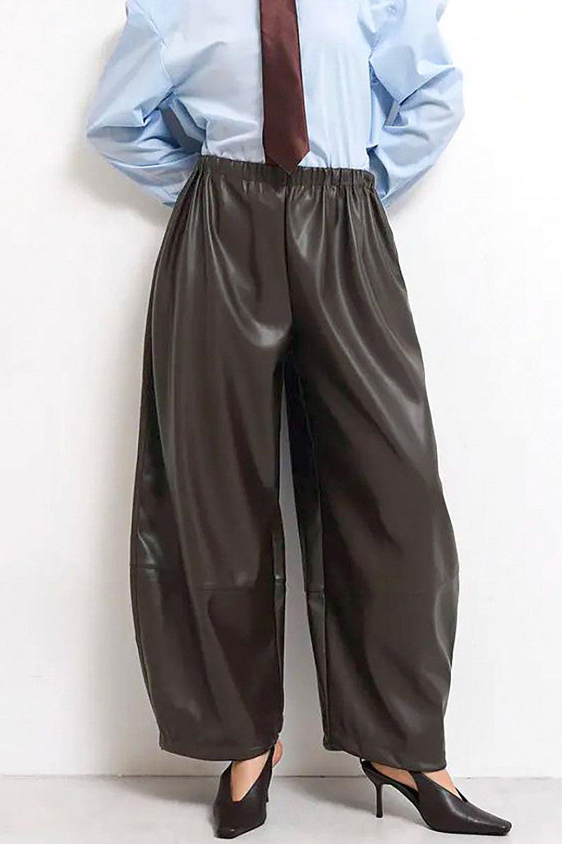 Women's Stylish High Waist PU Pants
