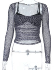 Leopard Print Long Sleeve Slim Top