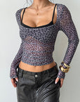 Leopard Print Long Sleeve Slim Top
