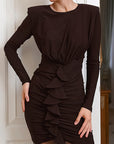 Elegant Ruffled Knit Dress for Women