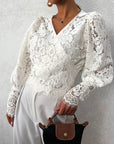 Spring Summer New V-Neck Lace Blouse