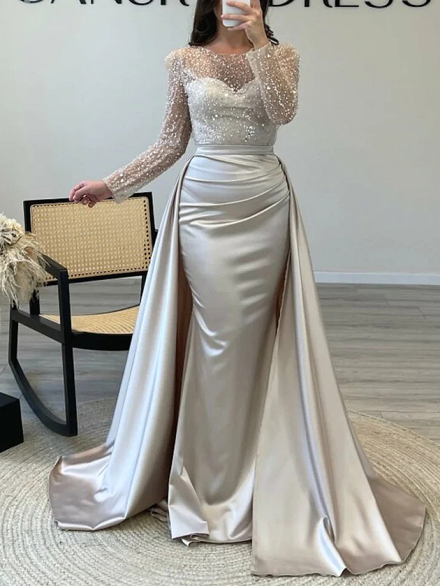 Elegant Long Sleeve Sequin Evening Dress for Women