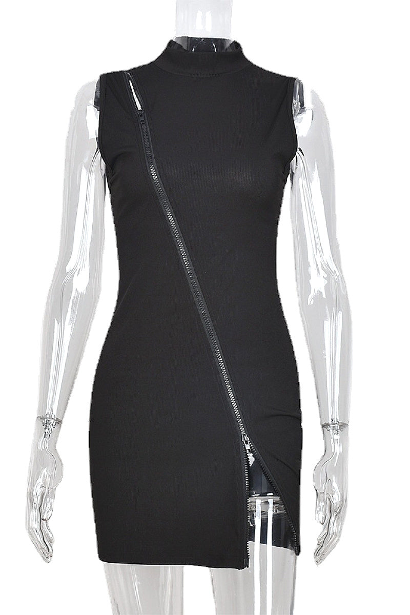 Stylish Sleeveless Zipper Dress for Women