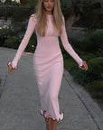 Stylish Women's Long Sleeve Dress with Ruffle Hem