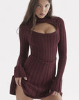 Retro Sexy Low Cut Hollow Out Knit Dress