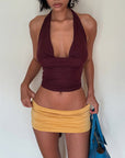 Chic Burgundy Tie-Front Crop Top