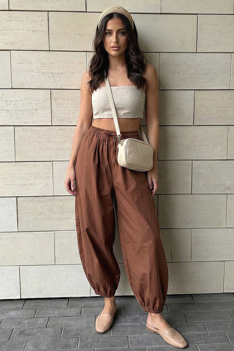 Trendy Solid Color Casual Balloon Pants for Women